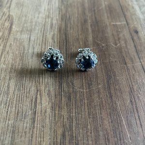 Blue Rhinestone vintage-looking stud earrings